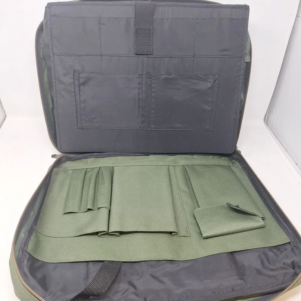 Totes Green Tan Canvas Laptop Swing Bag Travel Work Business Crossbody Strap